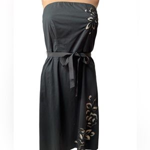 EXPRESS Stretch - Black Strapless Knee-Length Dress, Size: 8